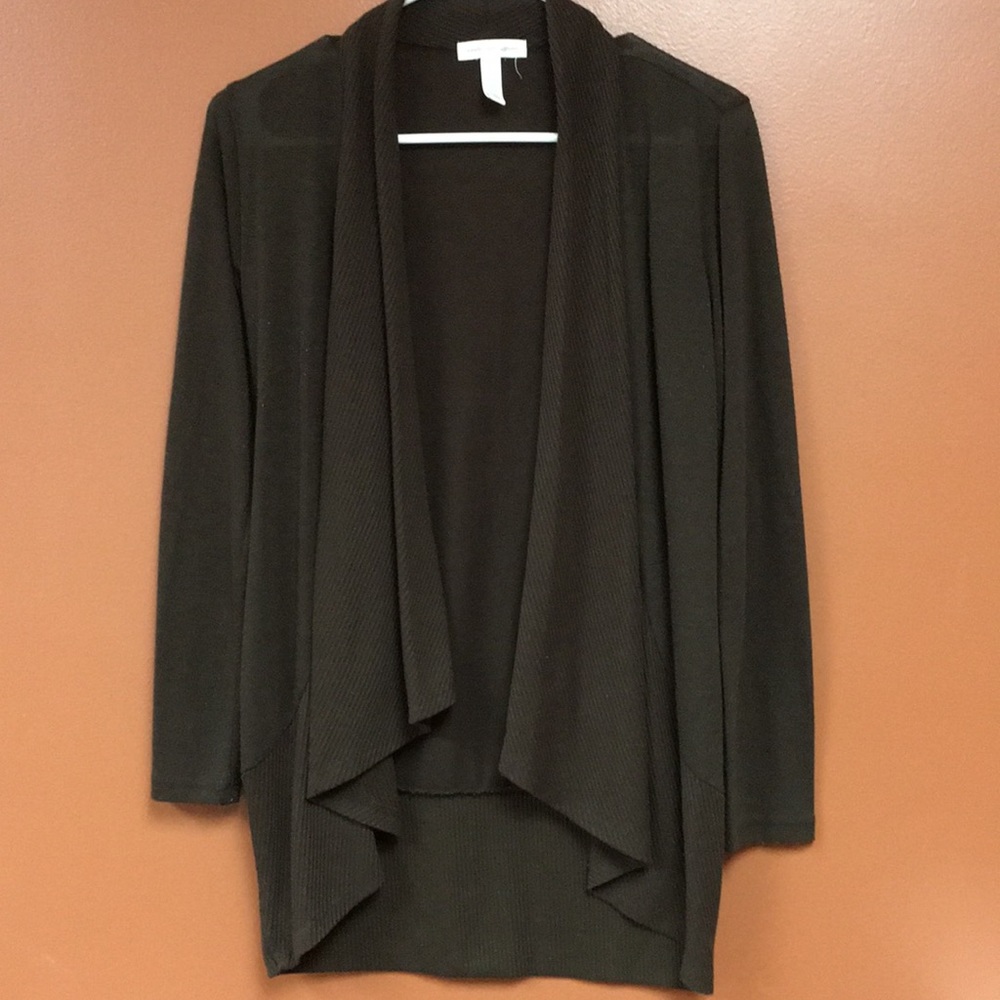 Brown cardigan with ribbed detail